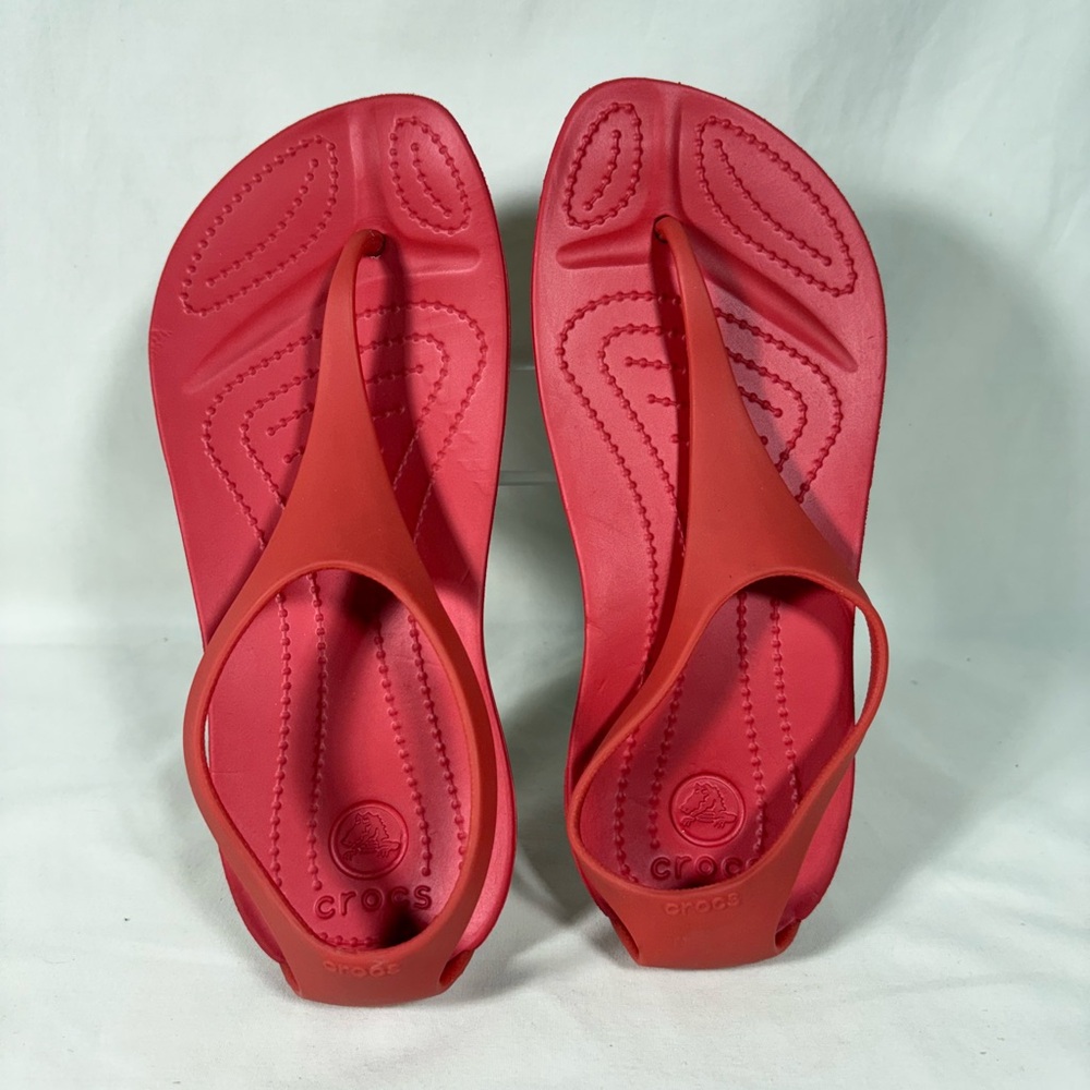 Crocs Red Jelly Thong Sandals Women's Size 4